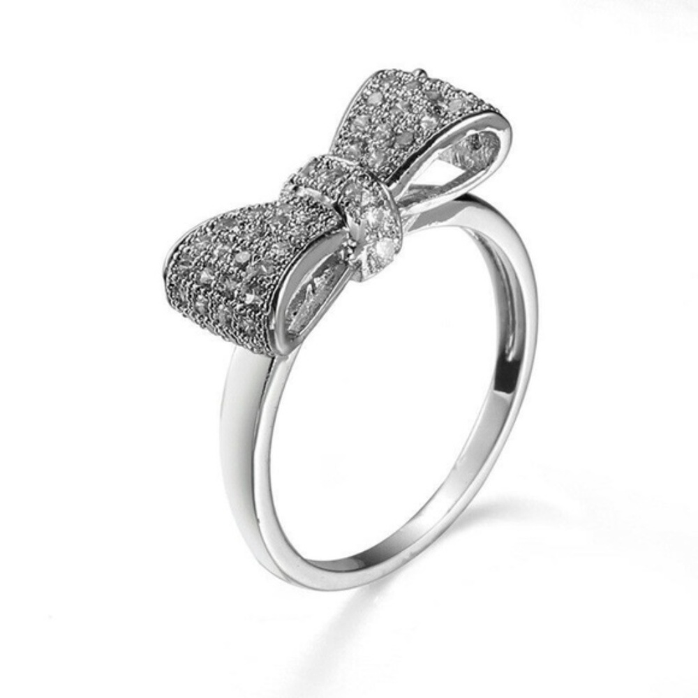 New Bowknot 925 Silver White Sapphire Rings - Picture 2 of 4